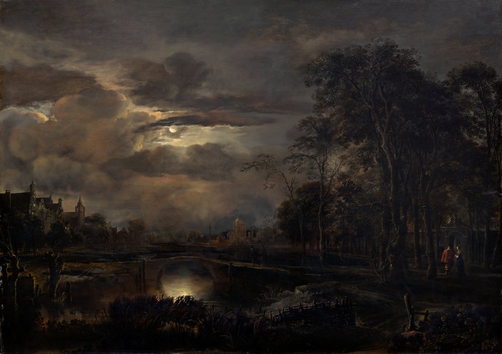Aert van der Neer  - Moonlit